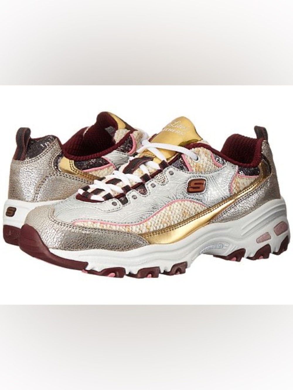 Skechers Women's D'Lites Vintage Vision Natural/Gold Sneakers Size 10 Walk Gym